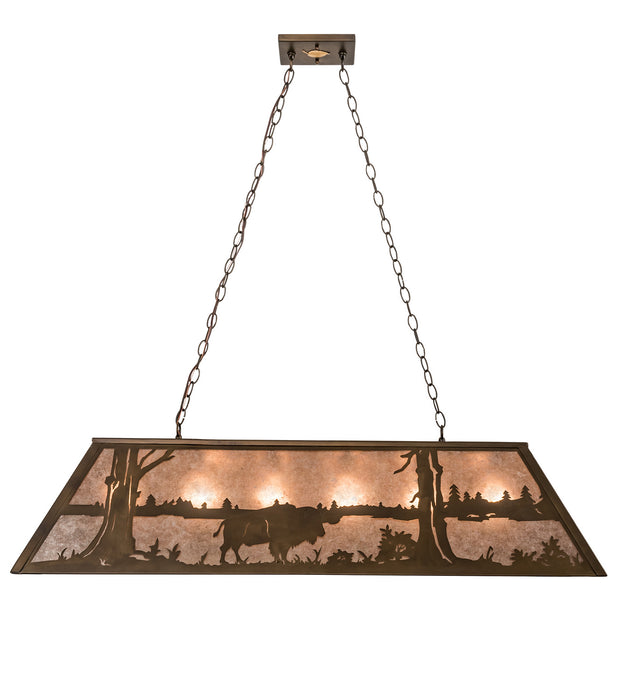 Meyda Tiffany 50019 Six Light Oblong Pendant, Antique Copper