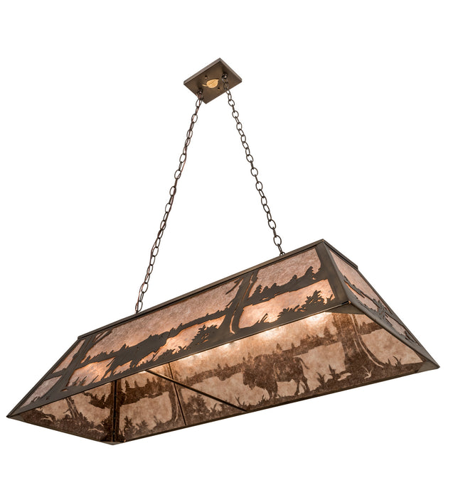Meyda Tiffany 50019 Six Light Oblong Pendant, Antique Copper