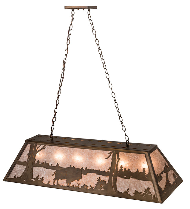 Meyda Tiffany 50019 Six Light Oblong Pendant, Antique Copper