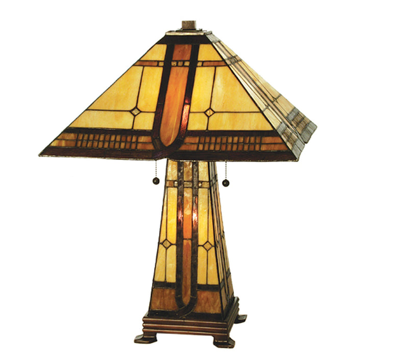 Meyda Tiffany 50805 Two Light Table Lamp, Rust
