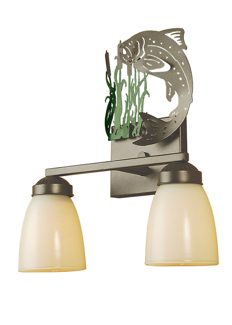 Meyda Tiffany 51067 Two Light Vanity, Pewter/Green Reeds