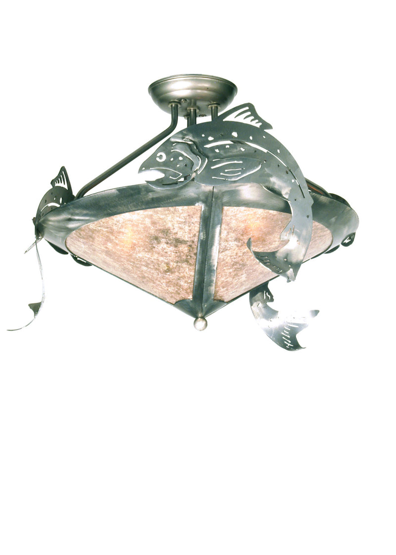 Meyda Tiffany 51074 Three Light Semi-Flushmount, Industrial Steel