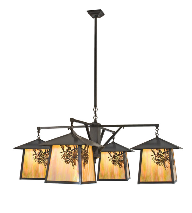 Meyda Tiffany 51132 Four Light Chandelier, Craftsman Brown