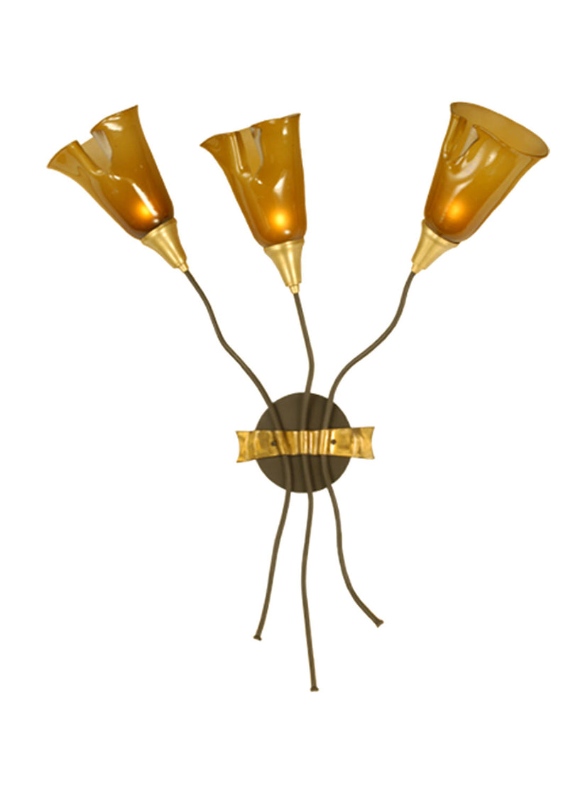 Meyda Tiffany 51847 Three Light Wall Sconce, Timeless Bronze,Satin Brass