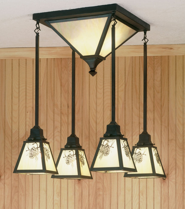 Meyda Tiffany 52007 Six Light Pendant, Craftsman Brown