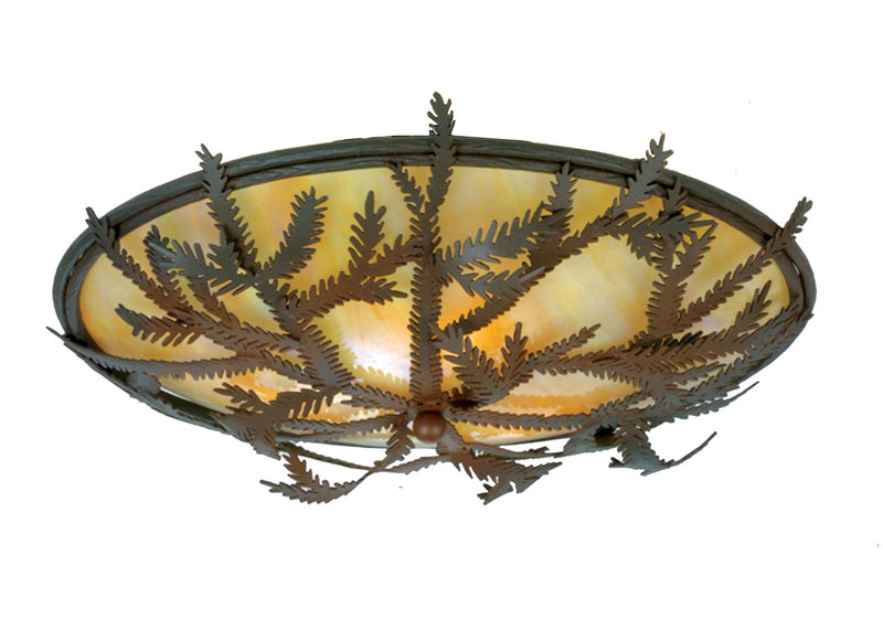 Meyda Tiffany 52390 Three Light Flushmount, Rust,Wrought Iron