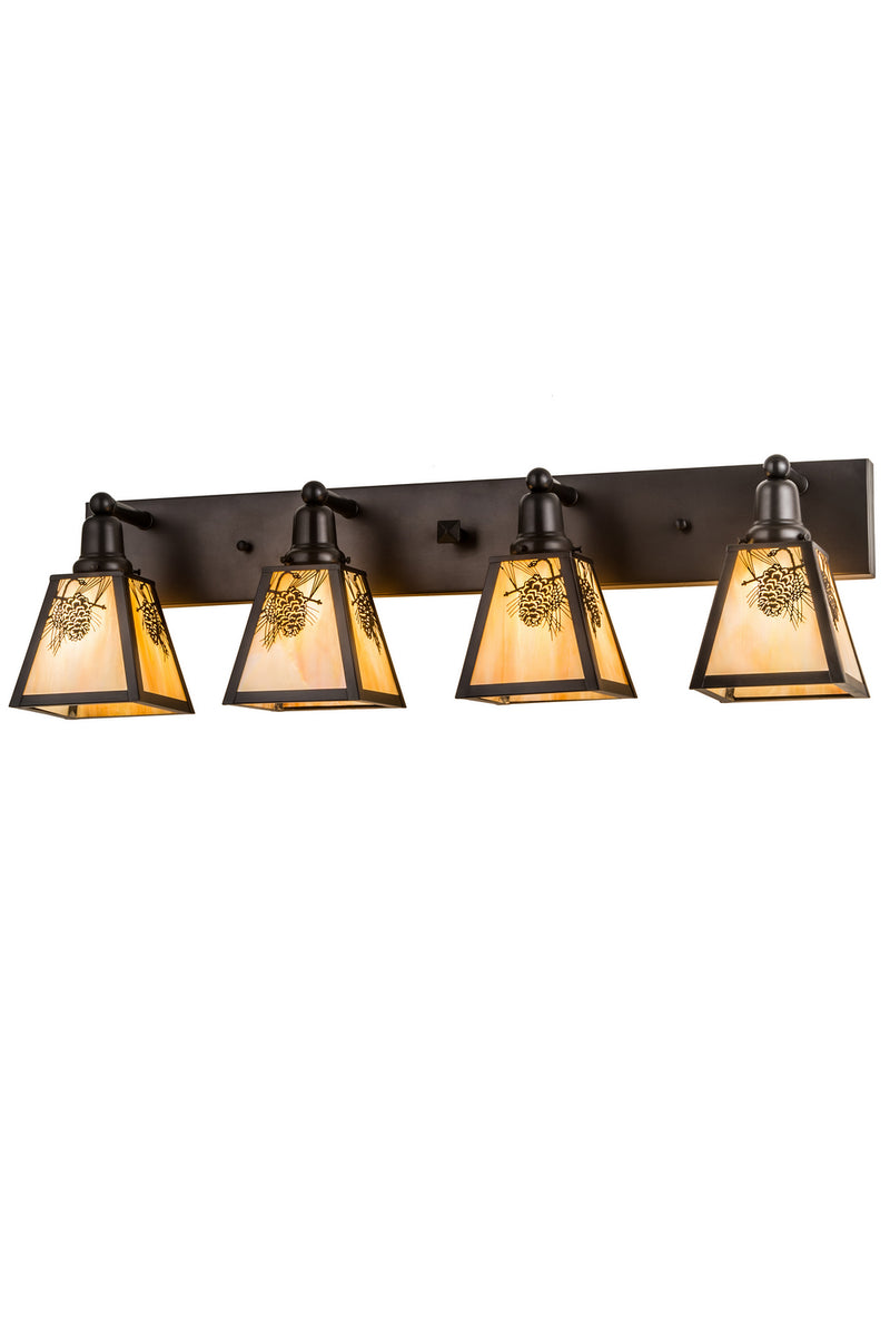 Meyda Tiffany 52458 Four Light Vanity, Craftsman Brown