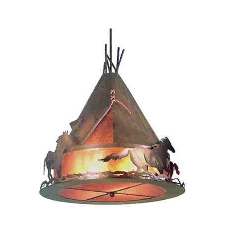 Meyda Tiffany 65450 Four Light Pendant, Antique Copper