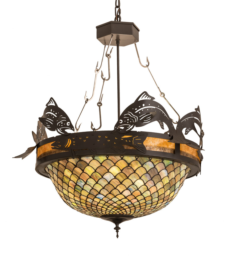 Meyda Tiffany 65857 Four Light Inverted Pendant, Timeless Bronze