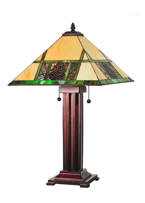 Meyda Tiffany 67851 Two Light Table Lamp, Antique