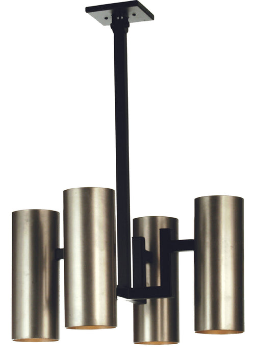 Meyda Tiffany 68243 Four Light Pendant, Dark Roast/Nickel Cylinders