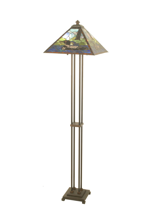 Meyda Tiffany 69274 Two Light Floor Lamp, Black Metal