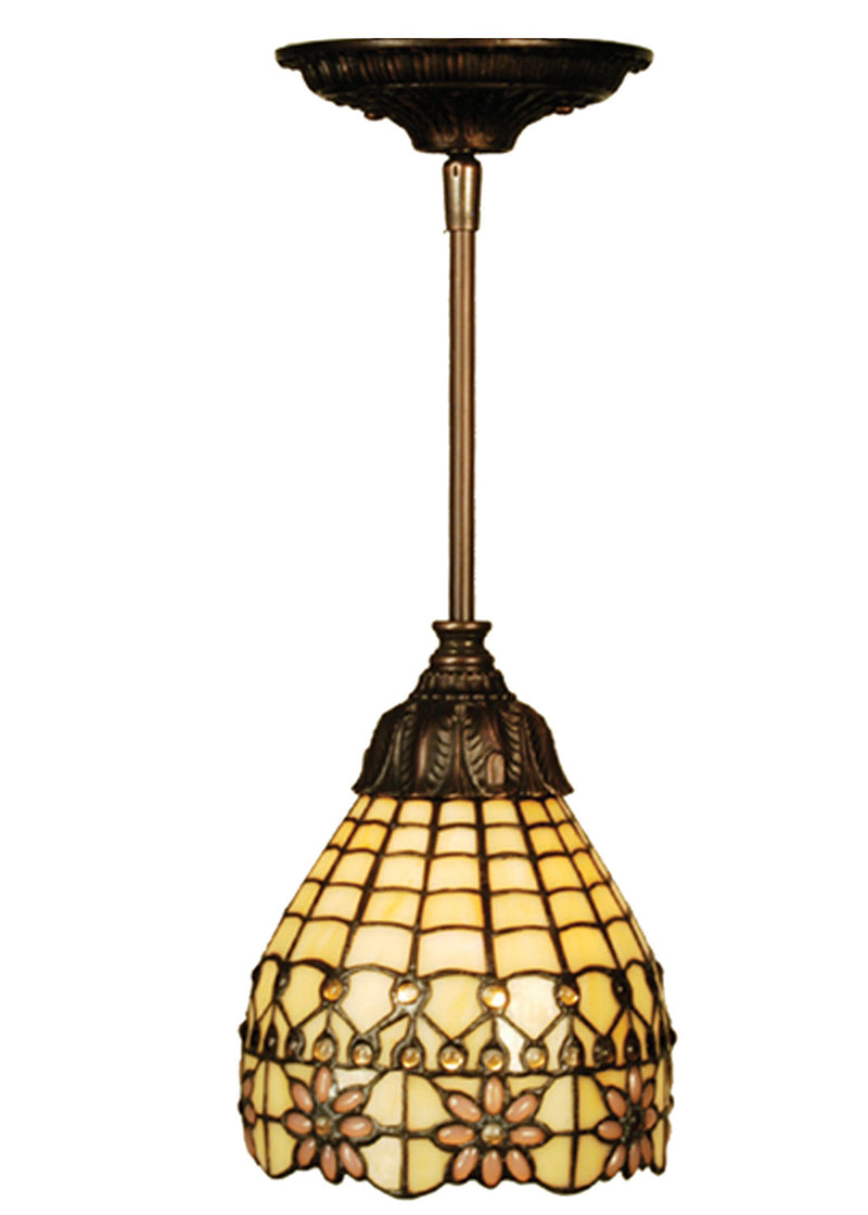 Meyda Tiffany 69629 One Light Mini Pendant, Beige Pink Clear Pink