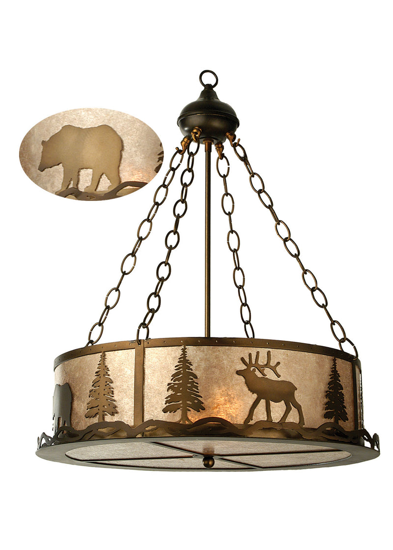 Meyda Tiffany 70718 Four Light Inverted Pendant, Antique Copper