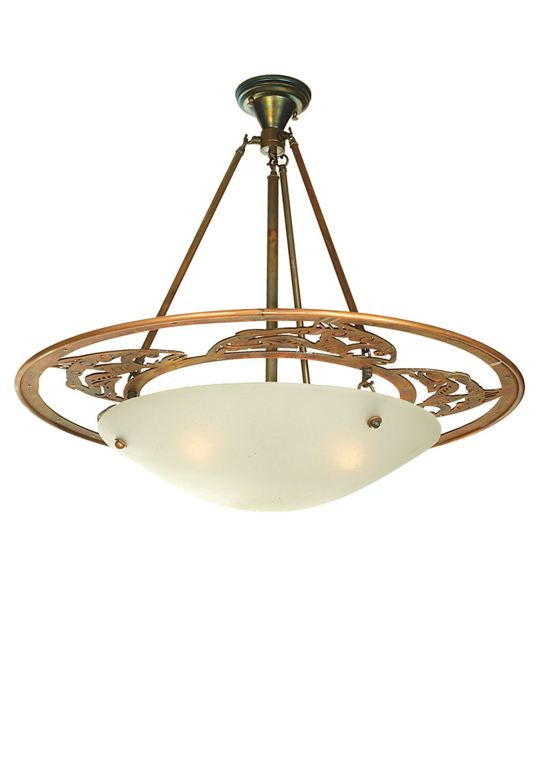 Meyda Tiffany 70922 Three Light Semi-Flushmount, Vintage Copper,Transparent Copper