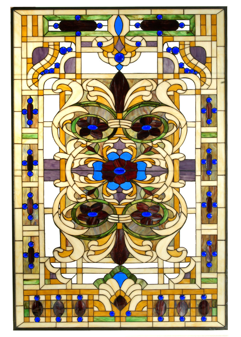 Meyda Tiffany 71888 Window, Zasdy Burgundy Blue Pr Ha Beige