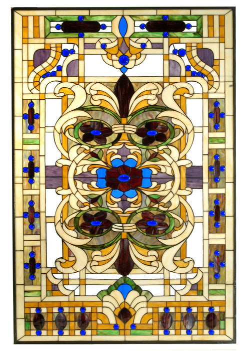 Meyda Tiffany 71888 Window, Zasdy Burgundy Blue Pr Ha Beige