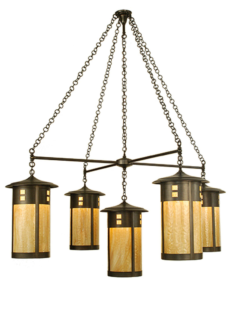 Meyda Tiffany 72054 Five Light Chandelier, Craftsman Brown