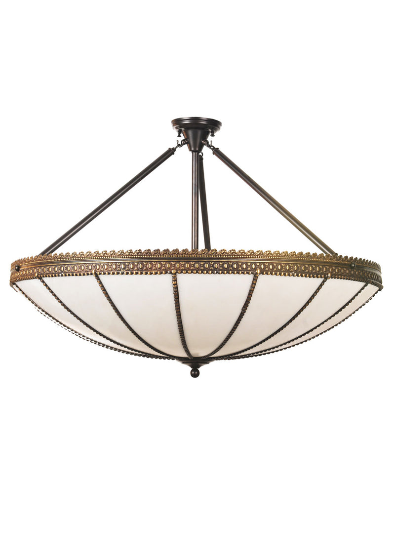 Meyda Tiffany 72609 Four Light Inverted Pendant, Craftsman Brown Highlighted