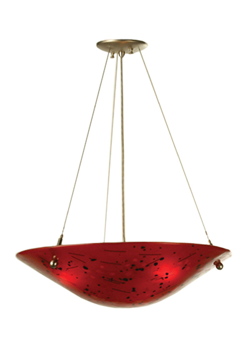 Meyda Tiffany 78271 Three Light Inverted Pendant, Red/Black/Streamer