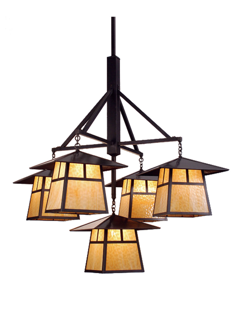 Meyda Tiffany 79730 Five Light Chandelier, Craftsman Brown