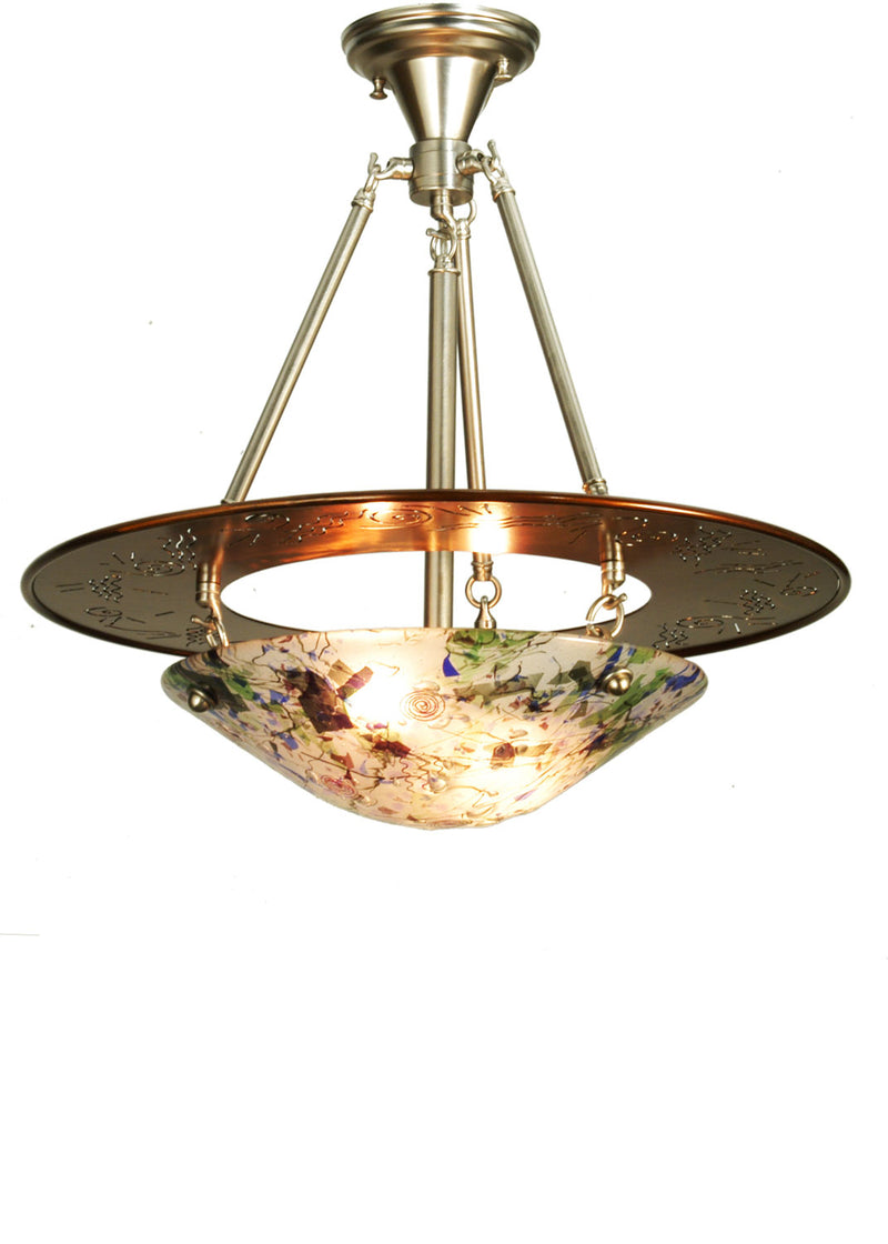 Meyda Tiffany 81216 Three Light Semi-Flushmount, Nickel,Transparent Copper