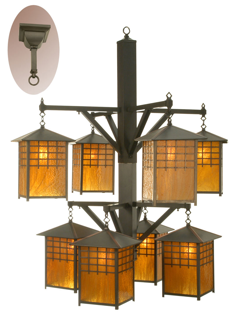 Meyda Tiffany 81396 Eight Light Chandelier, Craftsman Brown