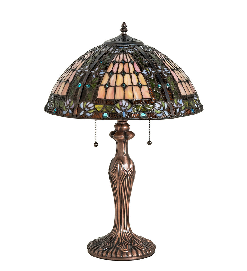 Meyda Tiffany 81447 Two Light Table Lamp, Green/Blue Lt Blue Xag Blue