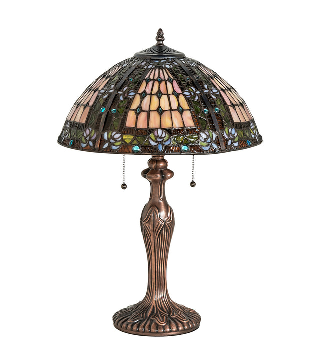 Meyda Tiffany 81447 Two Light Table Lamp, Green/Blue Lt Blue Xag Blue