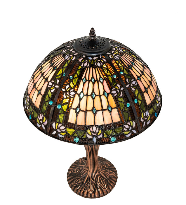 Meyda Tiffany 81447 Two Light Table Lamp, Green/Blue Lt Blue Xag Blue