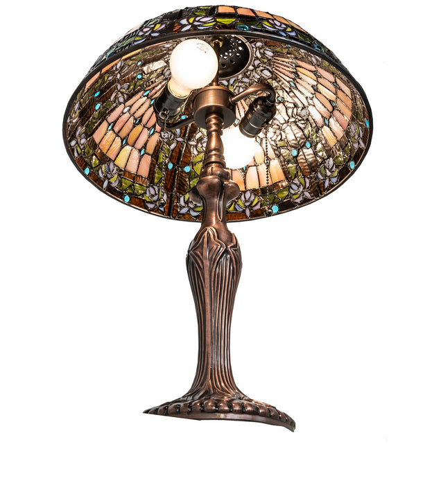 Meyda Tiffany 81447 Two Light Table Lamp, Green/Blue Lt Blue Xag Blue