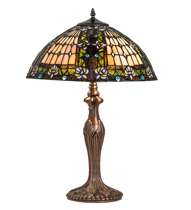 Meyda Tiffany 81447 Two Light Table Lamp, Green/Blue Lt Blue Xag Blue