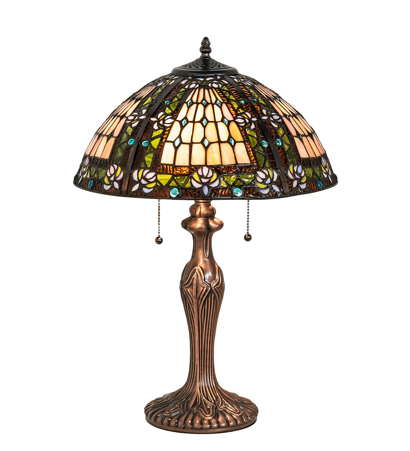 Meyda Tiffany 81447 Two Light Table Lamp, Green/Blue Lt Blue Xag Blue