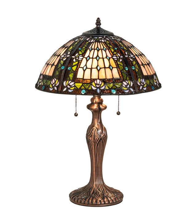 Meyda Tiffany 81447 Two Light Table Lamp, Green/Blue Lt Blue Xag Blue