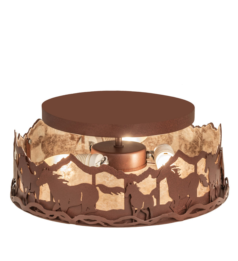 Meyda Tiffany 81503 Three Light Flushmount, Rust