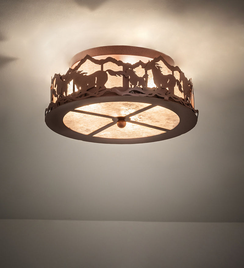 Meyda Tiffany 81503 Three Light Flushmount, Rust