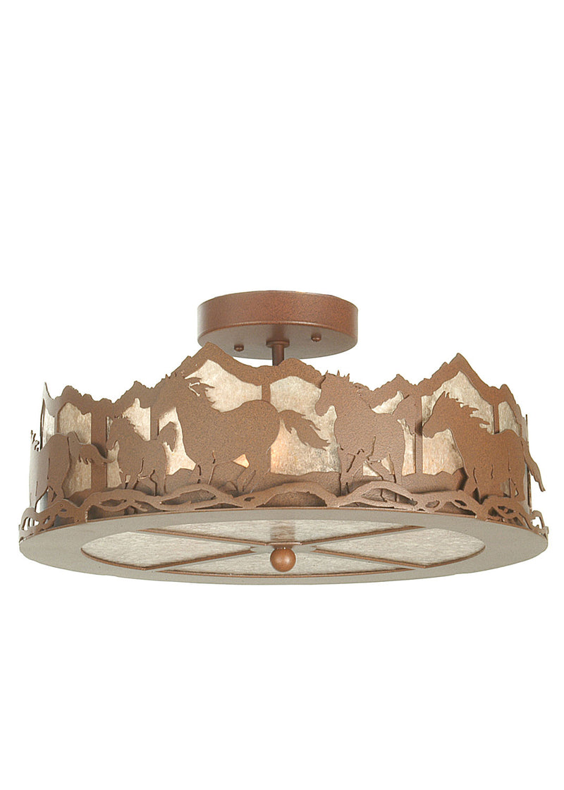 Meyda Tiffany 81503 Three Light Flushmount, Rust