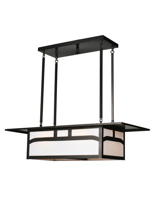 Meyda Tiffany 82507 Four Light Oblong Pendant, Craftsman Brown