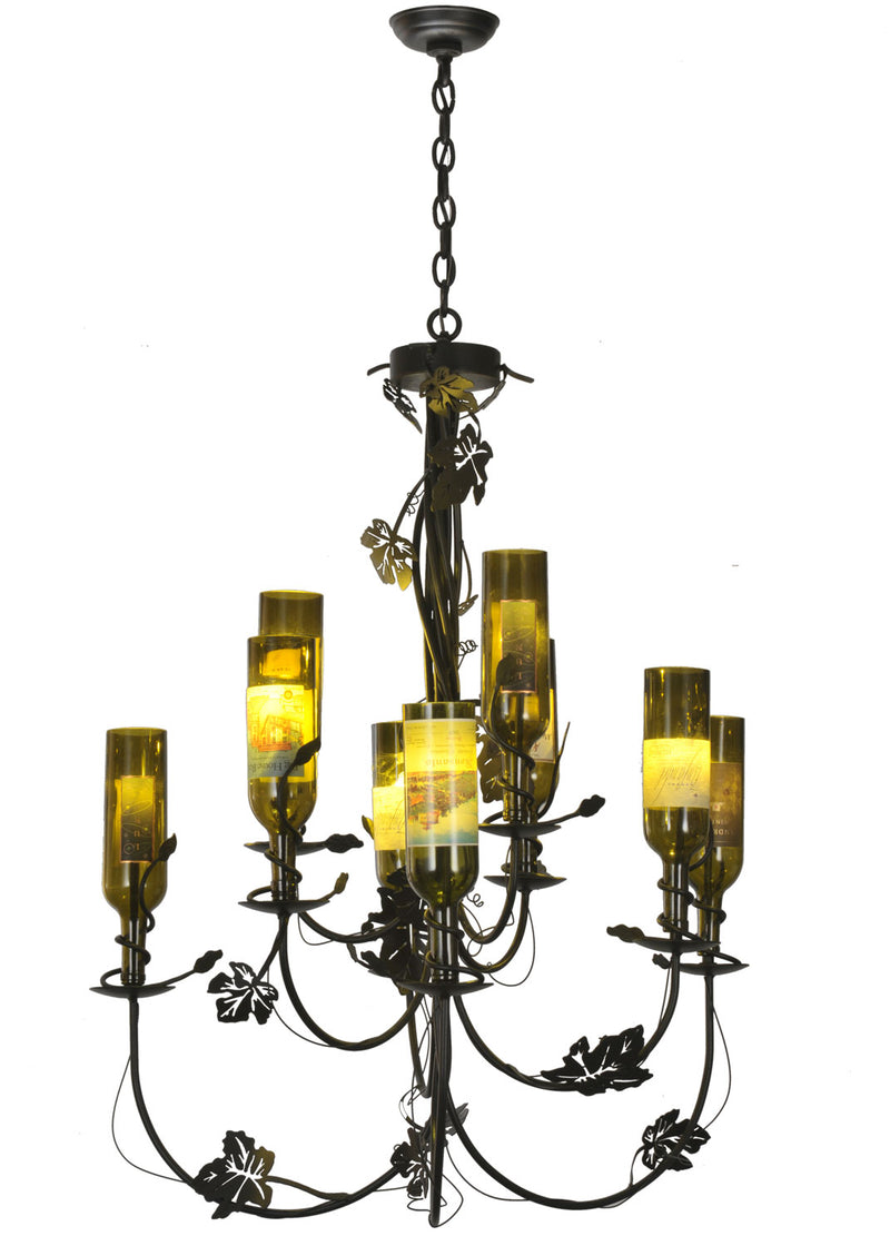 Meyda Tiffany 82695 Nine Light Chandelier, Textured Black