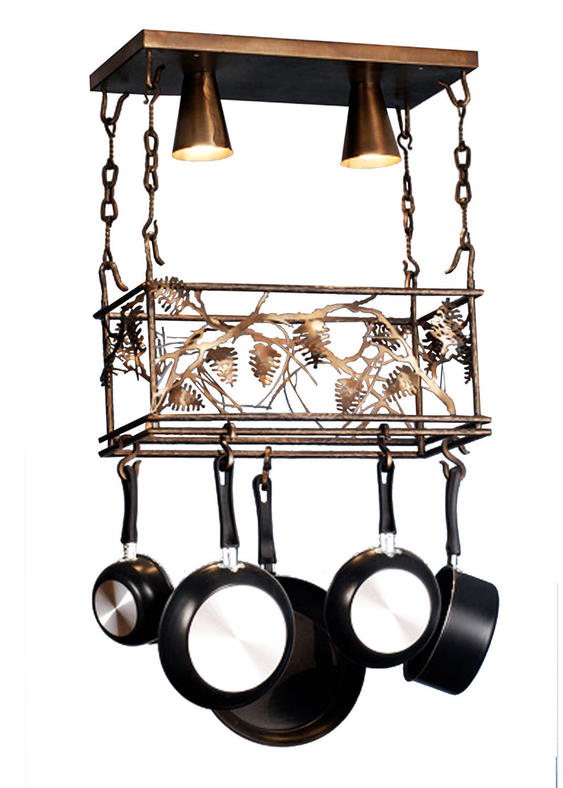 Meyda Tiffany 82756 Two Light Pot Rack, Antique Copper