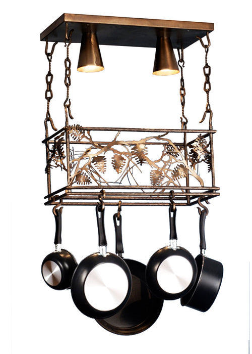 Meyda Tiffany 82756 Two Light Pot Rack, Antique Copper