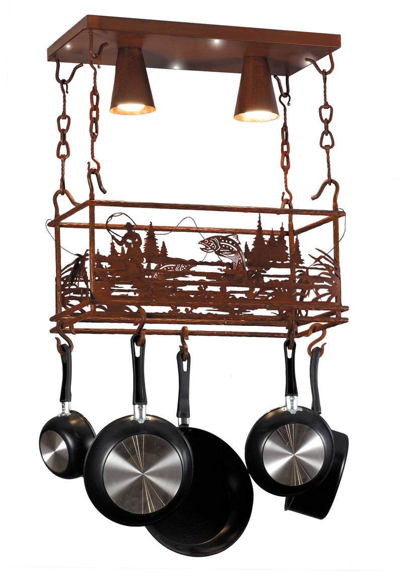 Meyda Tiffany 82884 Two Light Pot Rack, Rust