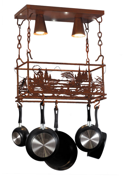 Meyda Tiffany 82884 Two Light Pot Rack, Rust