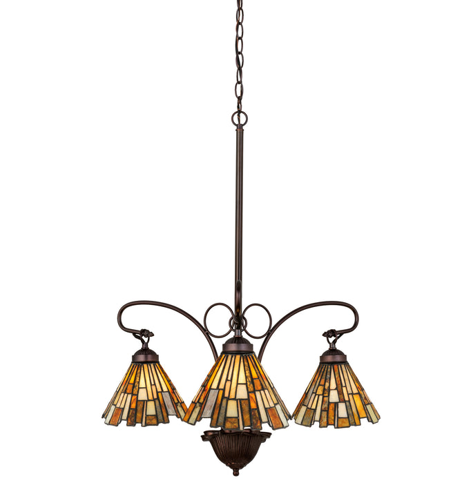 Meyda Tiffany 98058 Three Light Chandelier, Mahogany Bronze
