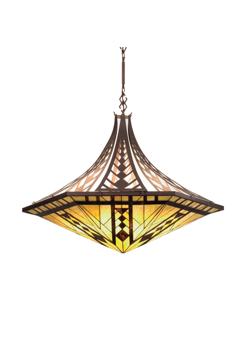 Meyda Tiffany 98194 Three Light Inverted Pendant, Mahogany Bronze