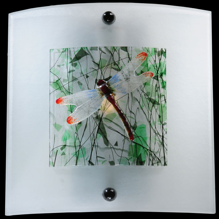 Meyda Tiffany 98784 One Light Wall Sconce, Clear/Green Confetti/Dragonfly