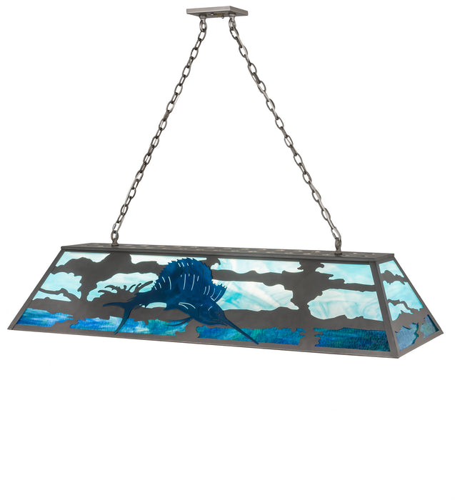 Meyda Tiffany 98882 Nine Light Oblong Pendant, Nickel