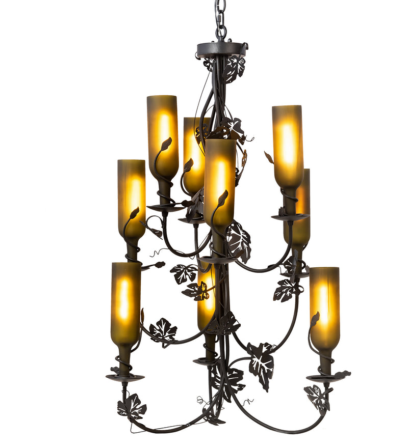 Meyda Tiffany 99035 Nine Light Chandelier, Black Metal