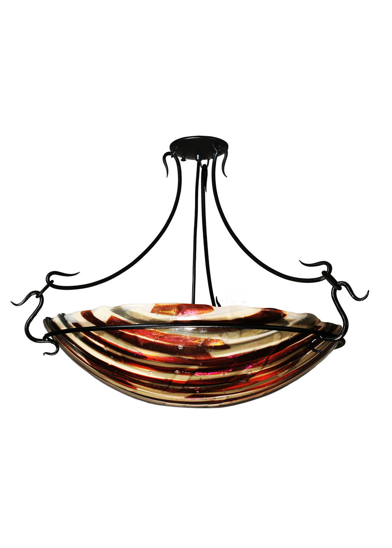 Meyda Tiffany 99444 Three Light Semi Flush Mount, Amber/Beige/Smoke/Irid Clear
