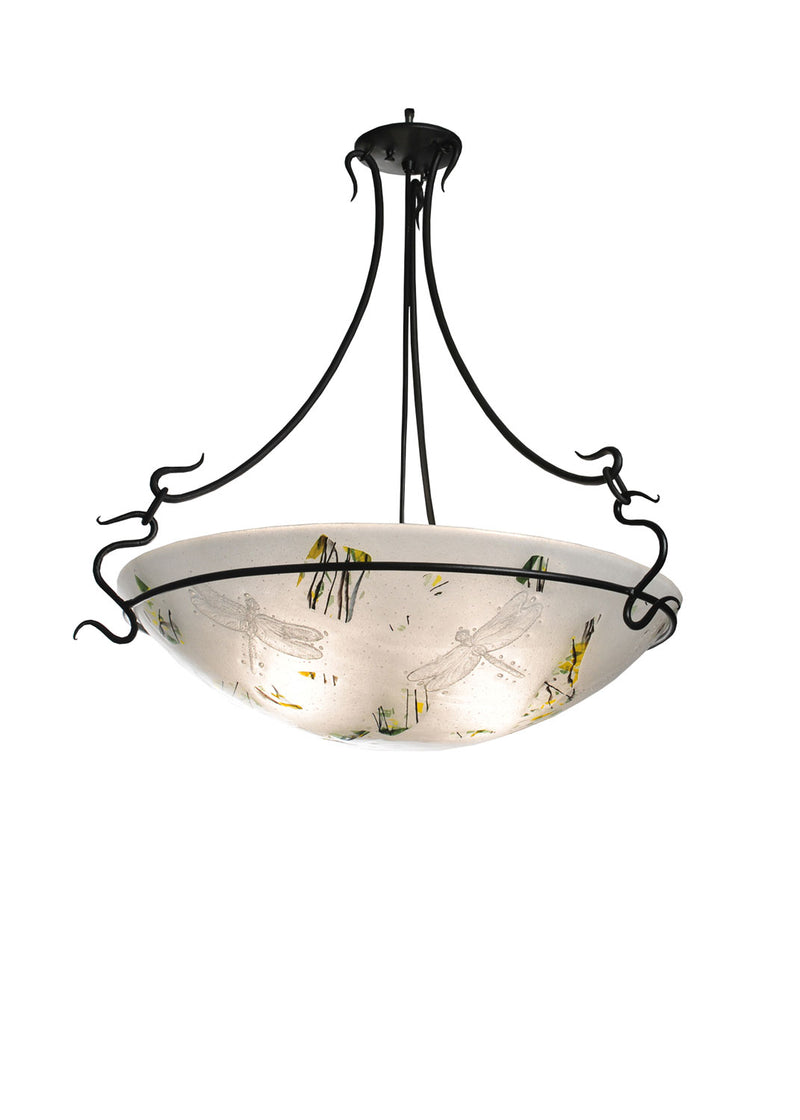Meyda Tiffany 99682 Three Light Semi-Flushmount, Bas Relief Dragonfly/Confetti